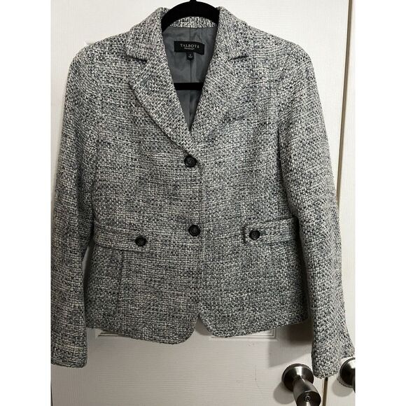 Talbots Blue Tweed 2 Button Blazer Size 2 - Picture 1 of 4